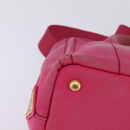 PRADA Canapa PM Hand Bag Canvas 2way Pink Gold Auth 140952-15