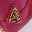 PRADA Canapa PM Hand Bag Canvas 2way Pink Gold Auth 140952-18