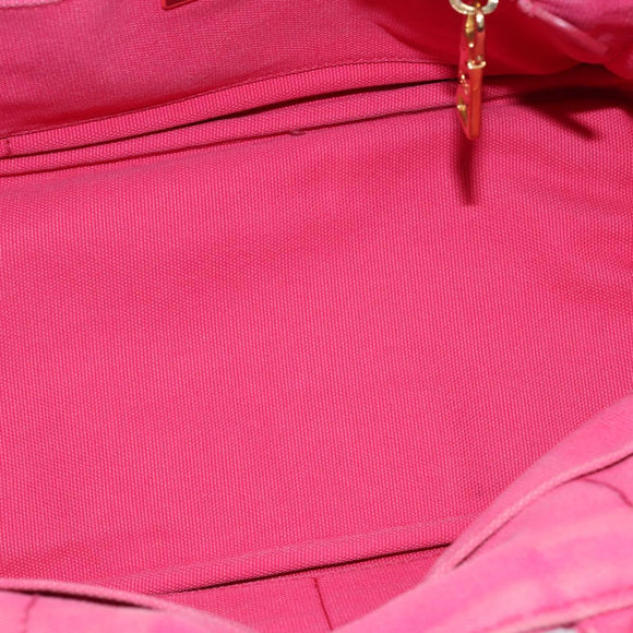 PRADA Canapa PM Hand Bag Canvas 2way Pink Gold Auth 140952