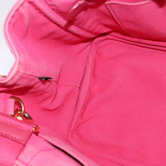 PRADA Canapa PM Hand Bag Canvas 2way Pink Gold Auth 140952