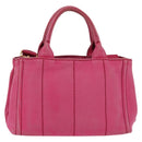 PRADA Canapa PM Hand Bag Canvas 2way Pink Gold Auth 140952-2