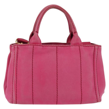 PRADA Canapa PM Hand Bag Canvas 2way Pink Gold Auth 140952 - 0