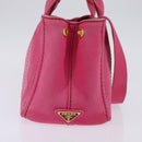 PRADA Canapa PM Hand Bag Canvas 2way Pink Gold Auth 140952-4