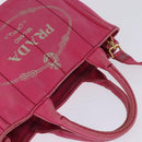 PRADA Canapa PM Hand Bag Canvas 2way Pink Gold Auth 140952-6