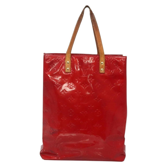 LOUIS VUITTON Monogram Vernis Reade MM Hand Bag Red Rouge M91086 LV Auth 140955