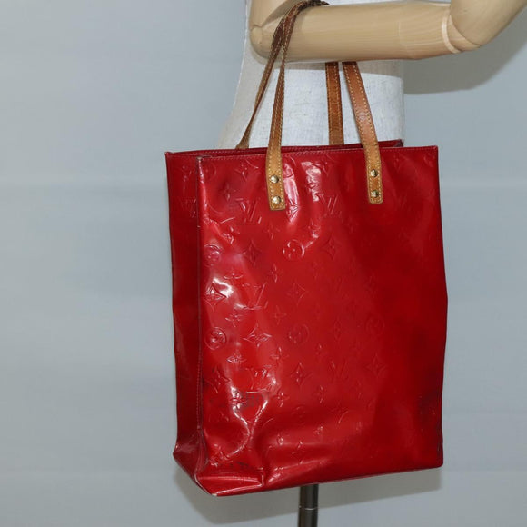 LOUIS VUITTON Monogram Vernis Reade MM Hand Bag Red Rouge M91086 LV Auth 140955