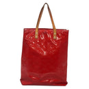 LOUIS VUITTON Monogram Vernis Reade MM Hand Bag Red Rouge M91086 LV Auth 140955-2