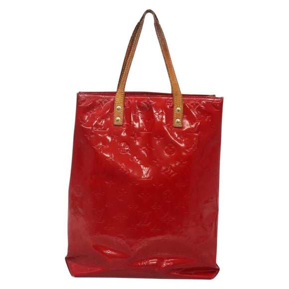 LOUIS VUITTON Monogram Vernis Reade MM Hand Bag Red Rouge M91086 LV Auth 140955
