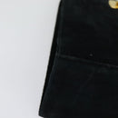 Salvatore Ferragamo Gancini Chain Shoulder Bag Suede Black Gold Auth 140965-9