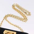 Salvatore Ferragamo Gancini Ketting Schoudertas Suede Zwart Goud Auth 140965-14