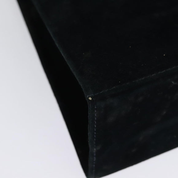 Salvatore Ferragamo Gancini Chain Shoulder Bag Suede Black Gold Auth 140965