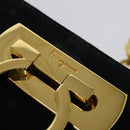 Salvatore Ferragamo Gancini Chain Shoulder Bag Suede Black Gold Auth 140965-10