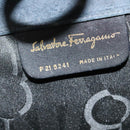 Salvatore Ferragamo Gancini Chain Shoulder Bag Suede Black Gold Auth 140965-12