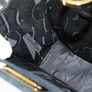 Salvatore Ferragamo Gancini Chain Shoulder Bag Suede Black Gold Auth 140965-18