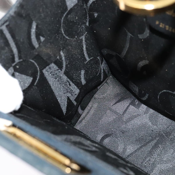 Salvatore Ferragamo Gancini Chain Shoulder Bag Suede Black Gold Auth 140965