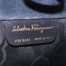 Salvatore Ferragamo Gancini Ketting Schoudertas Suede Zwart Goud Auth 140965-20