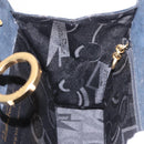 Salvatore Ferragamo Gancini Ketting Schoudertas Suede Zwart Goud Auth 140965-22