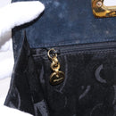 Salvatore Ferragamo Gancini Ketting Schoudertas Suede Zwart Goud Auth 140965-24
