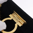 Salvatore Ferragamo Gancini Ketting Schoudertas Suede Zwart Goud Auth 140965-26