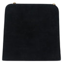 Salvatore Ferragamo Gancini Ketting Schoudertas Suede Zwart Goud Auth 140965-4