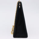 Salvatore Ferragamo Gancini Ketting Schoudertas Suede Zwart Goud Auth 140965-7