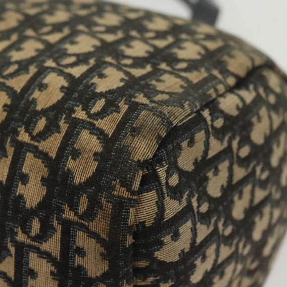 Christian Dior Trotter Canvas Boston Bag Navy Gold Auth 140966