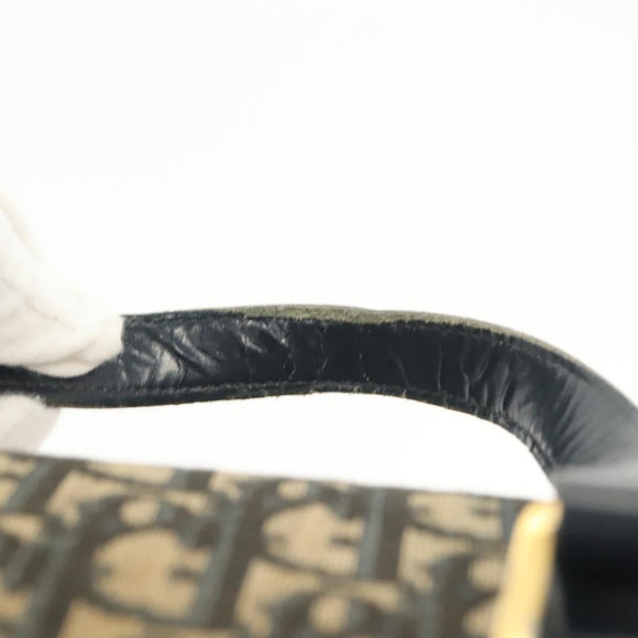 Christian Dior Trotter Canvas Boston Bag Navy Gold Auth 140966