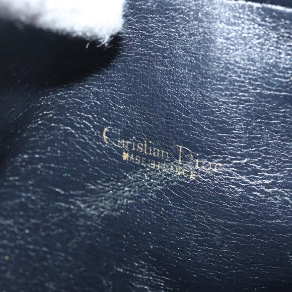 Christian Dior Trotter Canvas Boston Bag Navy Gold Auth 140966