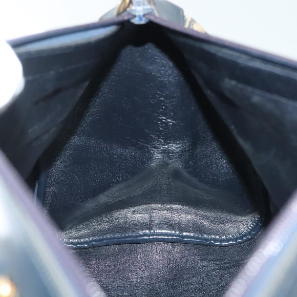 Christian Dior Trotter Canvas Boston Bag Navy Gold Auth 140966