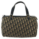 Christian Dior Trotter Canvas Boston Bag Navy Gold Auth 140966-13