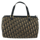 Christian Dior Trotter Canvas Boston Bag Navy Gold Auth 140966-2