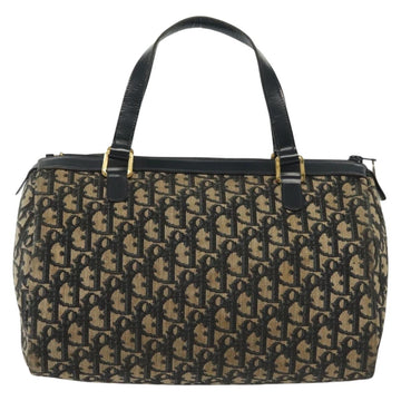 Christian Dior Trotter Canvas Boston Bag Navy Gold Auth 140966 - 0