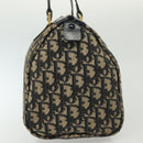 Christian Dior Trotter Canvas Boston Bag Navy Gold Auth 140966-3