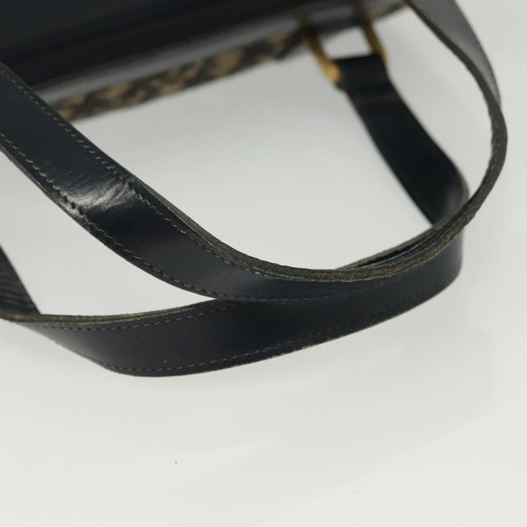 Christian Dior Trotter Canvas Boston Bag Navy Gold Auth 140966