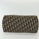 Christian Dior Trotter Canvas Boston Bag Navy Gold Auth 140966-5