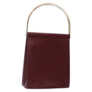 CARTIER Trinity Hand Bag Leather Metal Bordeaux Gold Silver Auth 140969-1