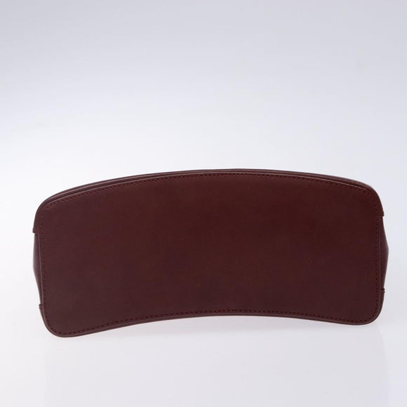 CARTIER Trinity Hand Bag Leather Metal Bordeaux Gold Silver Auth 140969