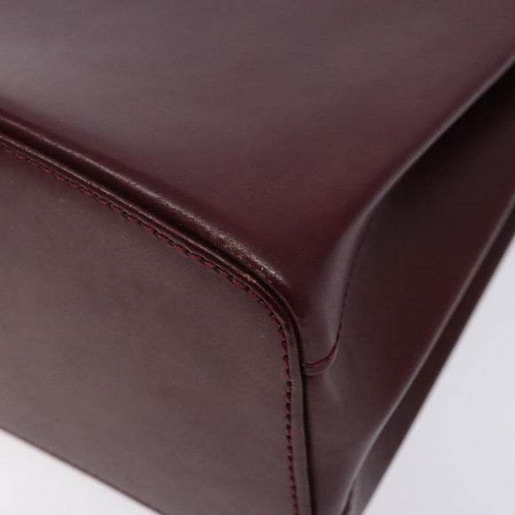 CARTIER Trinity Hand Bag Leather Metal Bordeaux Gold Silver Auth 140969