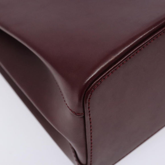 CARTIER Trinity Hand Bag Leather Metal Bordeaux Gold Silver Auth 140969