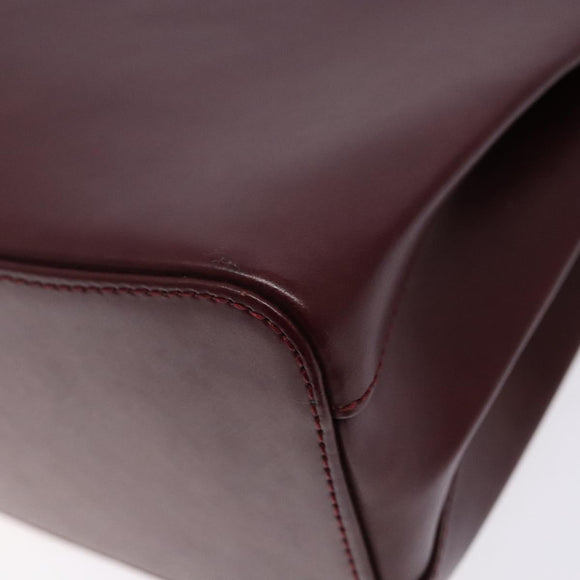 CARTIER Trinity Hand Bag Leather Metal Bordeaux Gold Silver Auth 140969