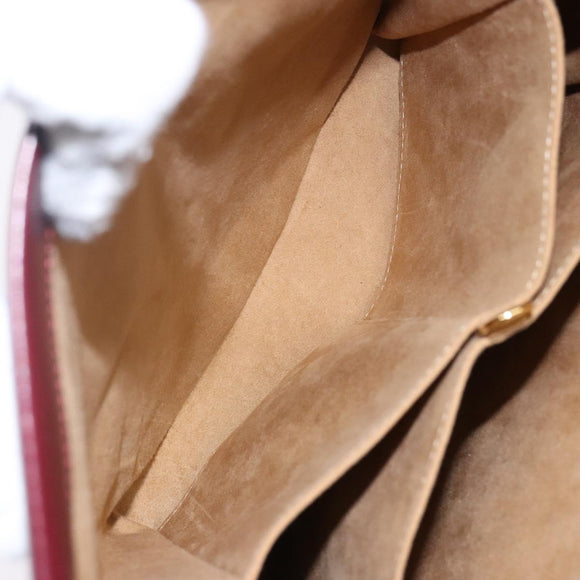 CARTIER Trinity Hand Bag Leather Metal Bordeaux Gold Silver Auth 140969