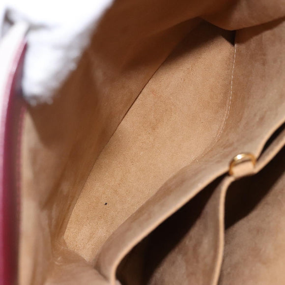 CARTIER Trinity Hand Bag Leather Metal Bordeaux Gold Silver Auth 140969