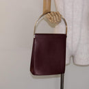 CARTIER Trinity Hand Bag Leather Metal Bordeaux Gold Silver Auth 140969-21
