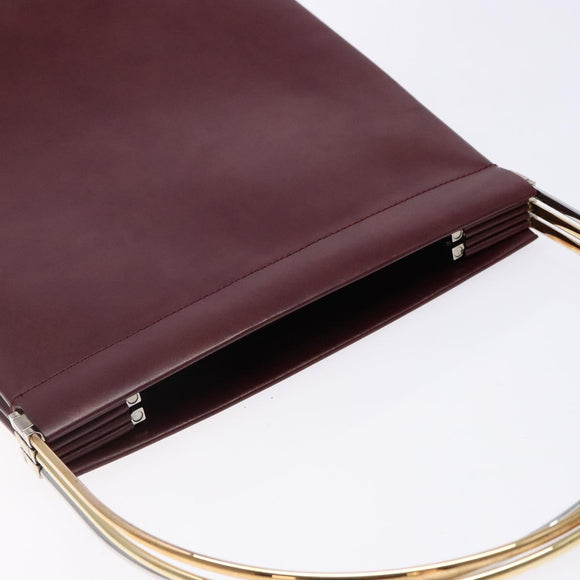 CARTIER Trinity Hand Bag Leather Metal Bordeaux Gold Silver Auth 140969