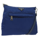 PRADA Shoulder Bag Nylon Blue Silver Auth 140970-1