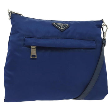 PRADA Shoulder Bag Nylon Blue Silver Auth 140970