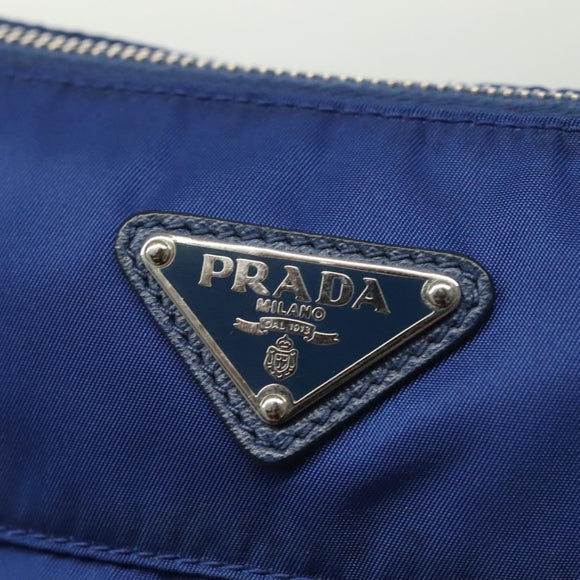 PRADA Shoulder Bag Nylon Blue Silver Auth 140970