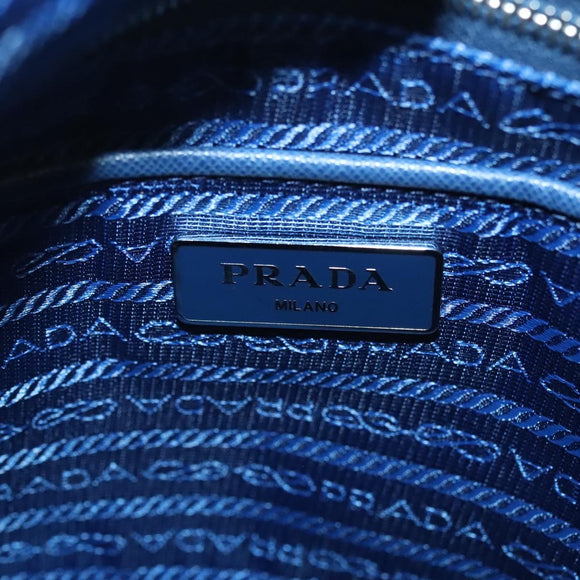 PRADA Shoulder Bag Nylon Blue Silver Auth 140970