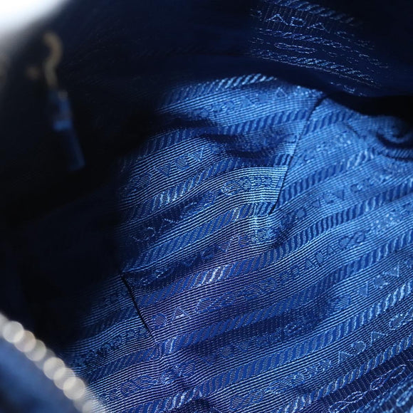 PRADA Shoulder Bag Nylon Blue Silver Auth 140970