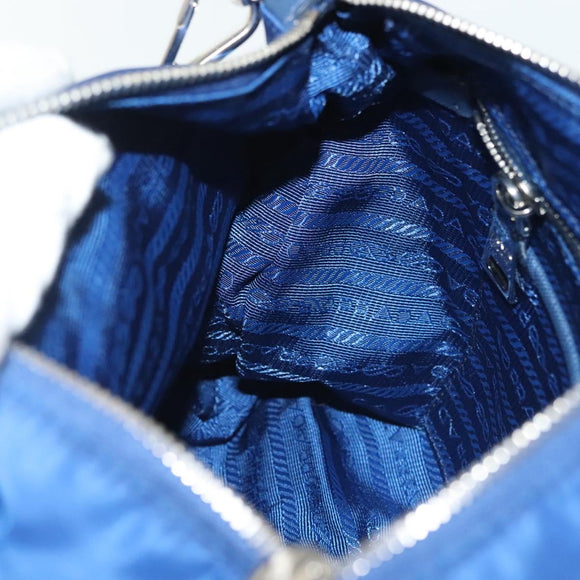 PRADA Shoulder Bag Nylon Blue Silver Auth 140970